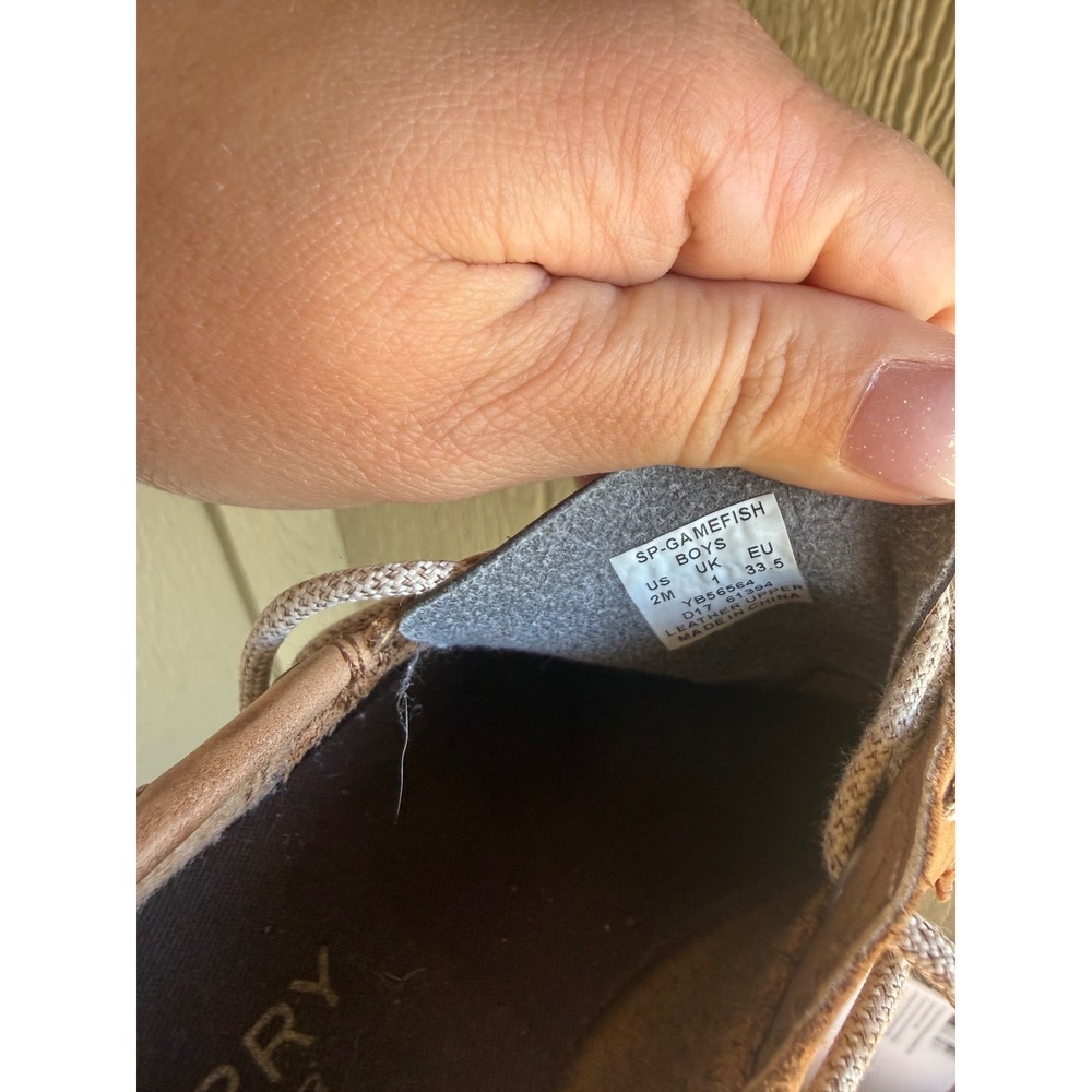 Sperry Boys Gamefish Tan Leather Boat Shoes Loafers Size 2M - Picture 3 of 3